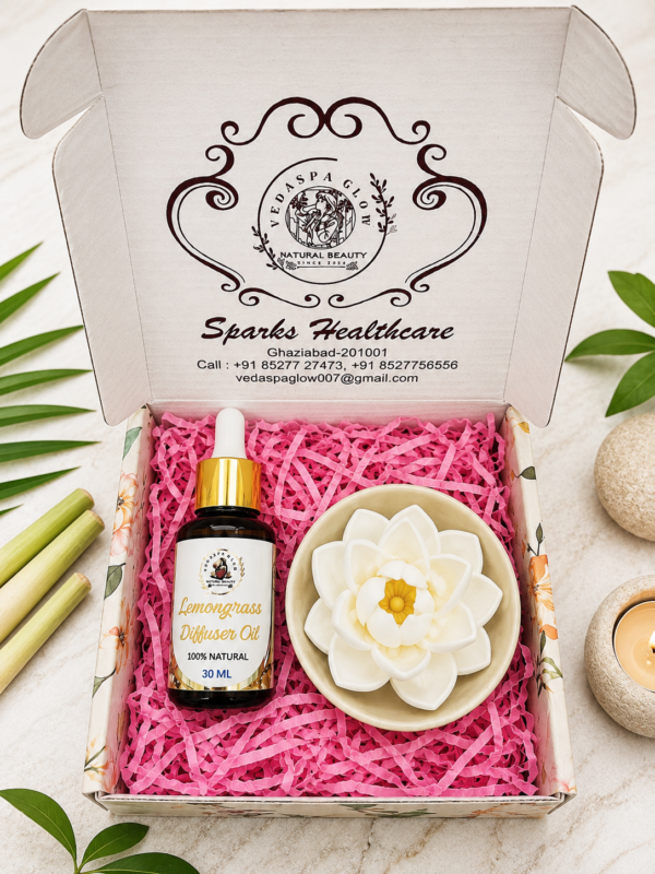 Lemon Grass Diffuser Oil With Clay Flower